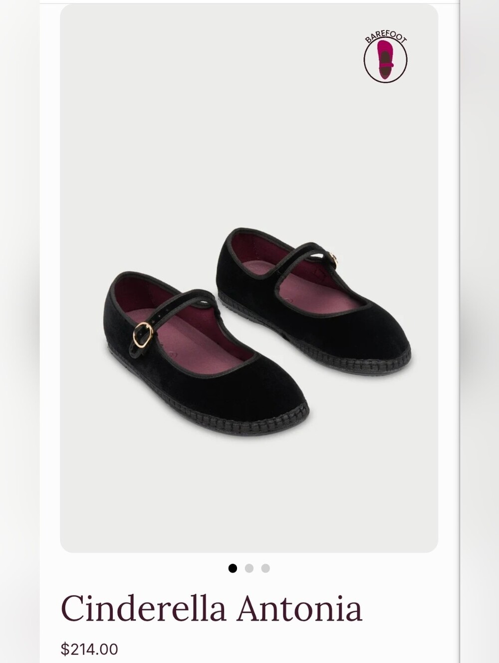 Flabelus Cinderella Antonia Mary Jane Velvet Flats Size 38 US 7